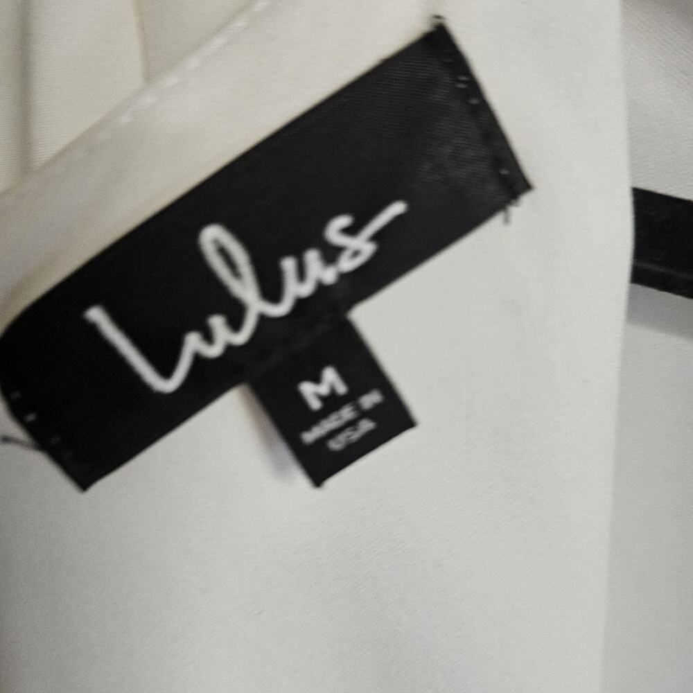 LULUS Shift Chic Ivory Shift Dress Short Sleeve Lined Sz M Minimalist Classy - Picture 6 of 7